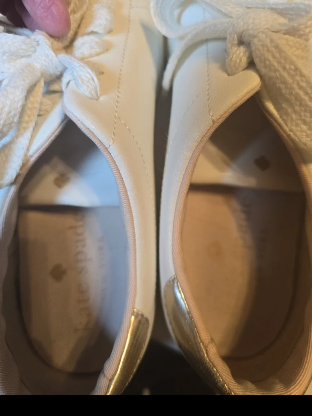 Womens White Heart Detail Lace-Up Sneakers